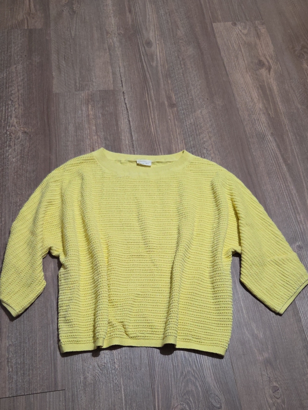 Poetry Yellow Open-Knit Crewneck Sweater